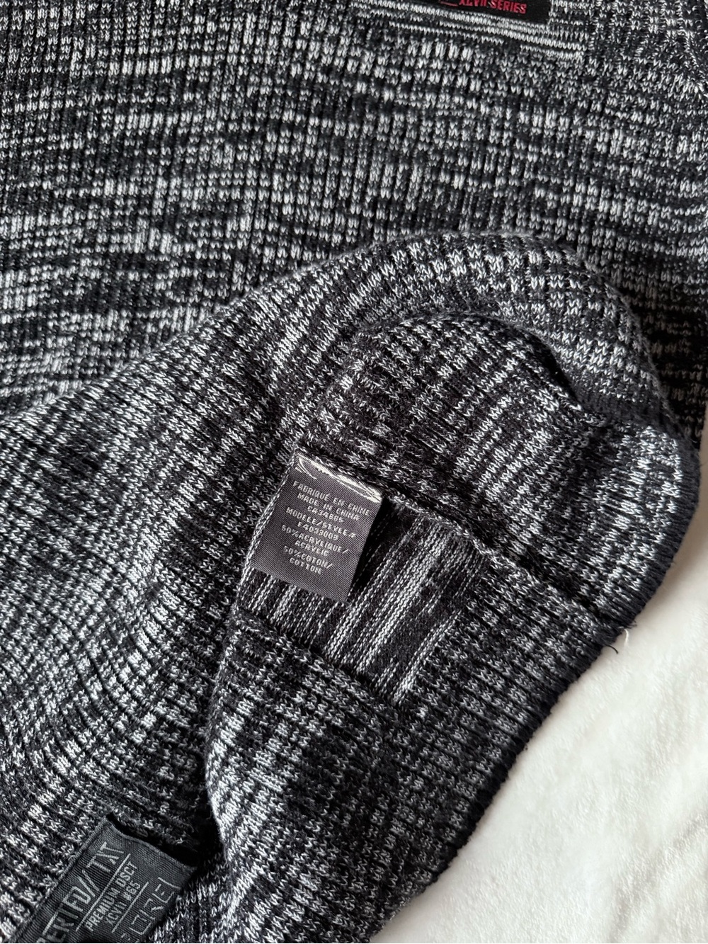 Men's Marled Knit Pullover Sweater - Black/Gray - Picture 8 of 11